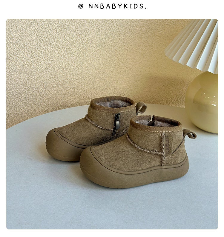 Winter Kidsren'S Shoes Kidsren'S Versatile High-Top Waterproof Snow Boots Korean Style Girls Anti-Kick Round-Toe Kidsren'S Cotton Boots - Image 1
