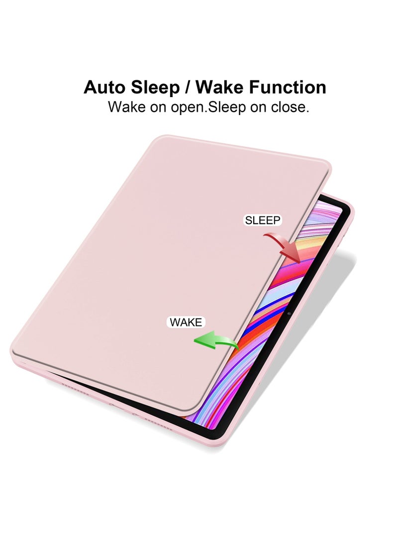 Rotating Case Compatible with Redmi Pad Pro 12.1 inch,360 Degree Rotating Stand Cover, Multi-Angle Viewing Folio Cover with Pencil Holder Pink  - Image 2