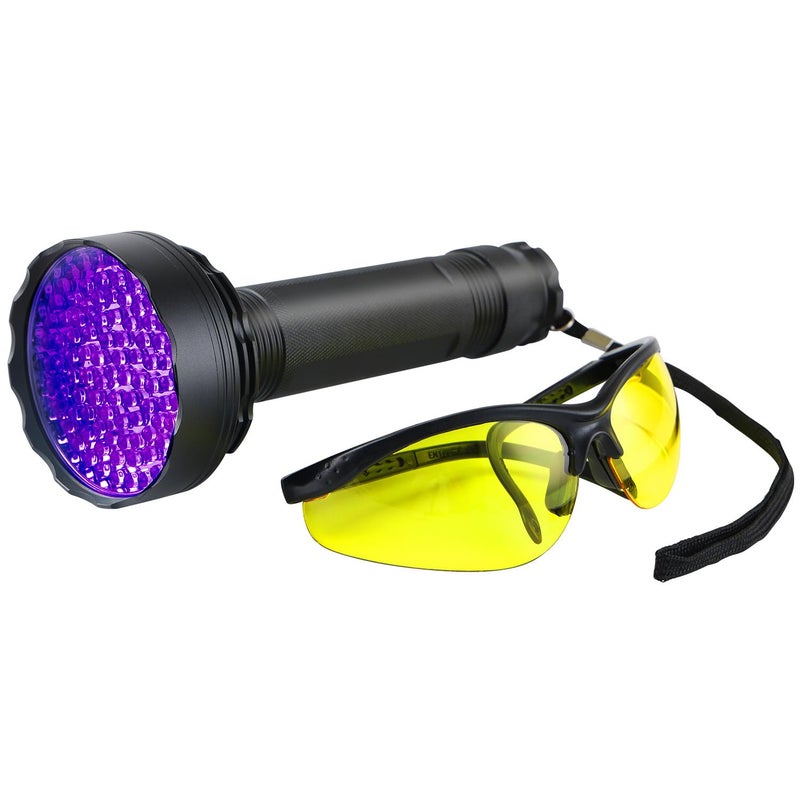 مجموعة كاشف تسربات مكيف الهواء ليشامب مع صبغة زيتية للكشف عن التسربات تشمل ضوء UV ونظارات واقية LA01