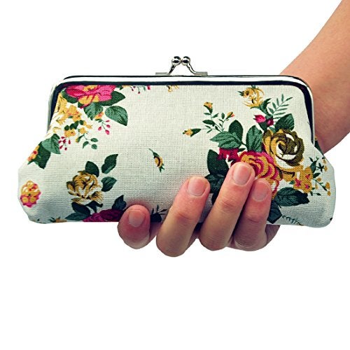 Oyachic 2 Pcs Large Coin Purse,Floral Change Purse,Long Wallets Clasp Kiss Lock, Vintage Coin Pouch for Woman Girls - Image 4