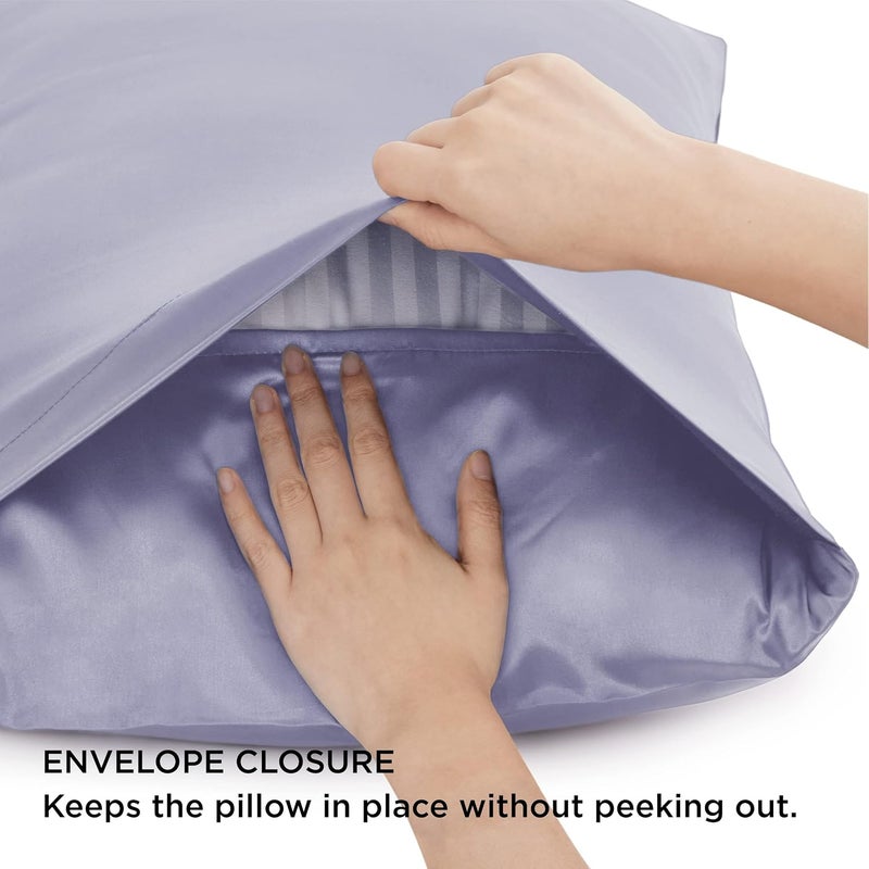Bedsure King Size Satin Pillowcase Set of 2 - Icelandic Blue Silk Pillow Cases for Hair and Skin 20x40 inches, Satin Pillow Covers 2 Pack with Envelope Closure, Gifts for Women Men - Image 5