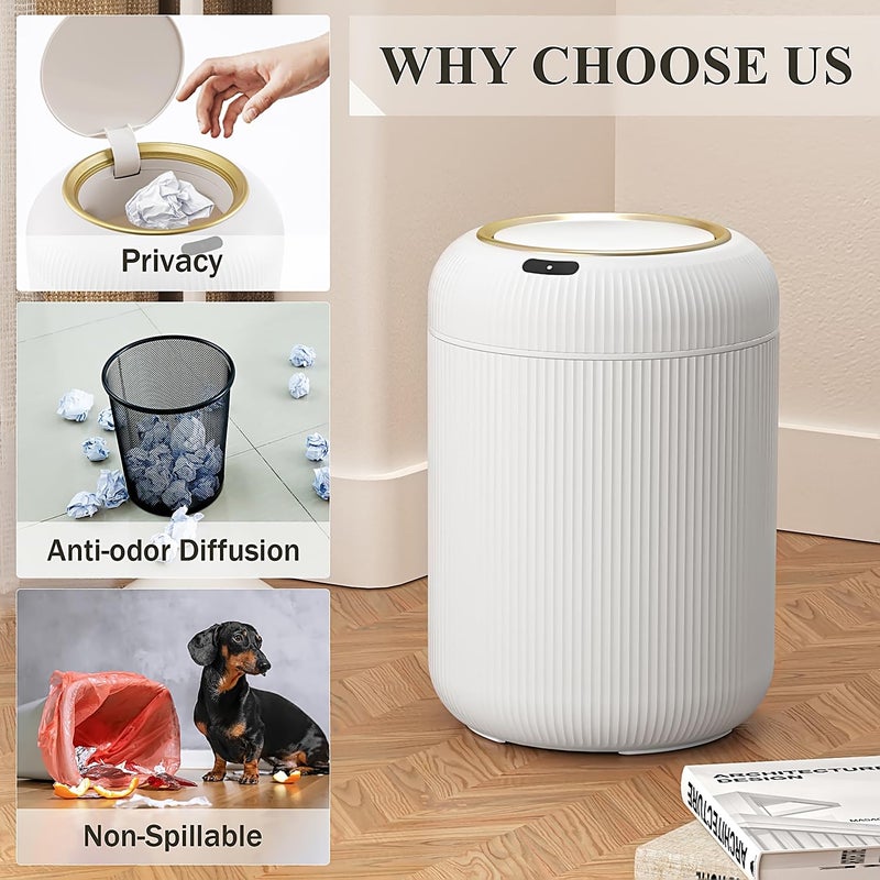 onlcuk Automatic Motion Sensor Bathroom Trash Can with Lid, 3 Gallon Touchless Trash Bin, Smart Plastic Electric Garbage Cans Small White Wastebasket for Office, rv, Bedroom, Living Room - Image 3