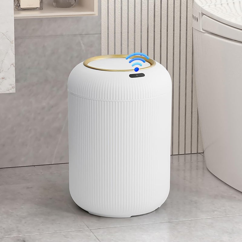 onlcuk Automatic Motion Sensor Bathroom Trash Can with Lid, 3 Gallon Touchless Trash Bin, Smart Plastic Electric Garbage Cans Small White Wastebasket for Office, rv, Bedroom, Living Room - Image 1
