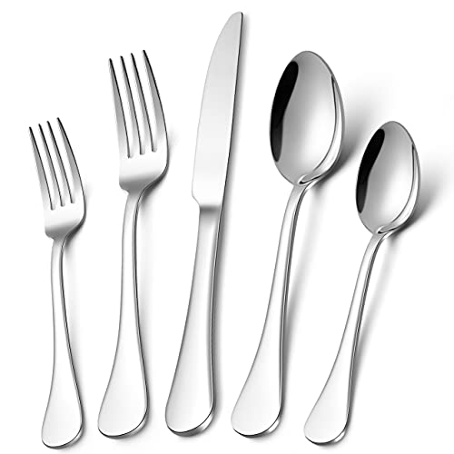 LIANYU 18/10 Stainless Steel Flatware Service for 12, 60-Piece Silverware Cutlery Tableware Set for Restaurant Wedding, Dishwasher Safe, Mirror Polished - Image 1