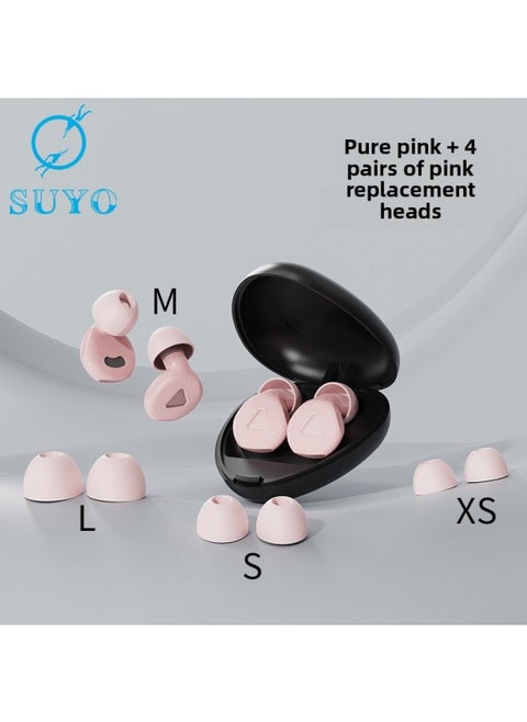 Private Model Earplugs Decompression Button Earplugs Office Sleep Anti-noise Super Sound Insulation Noise Reduction Earplugs Manufacturers-Color:Pure Pink + 4 Pairs Of Pink Replacement Heads + Triangular Box + Color Box