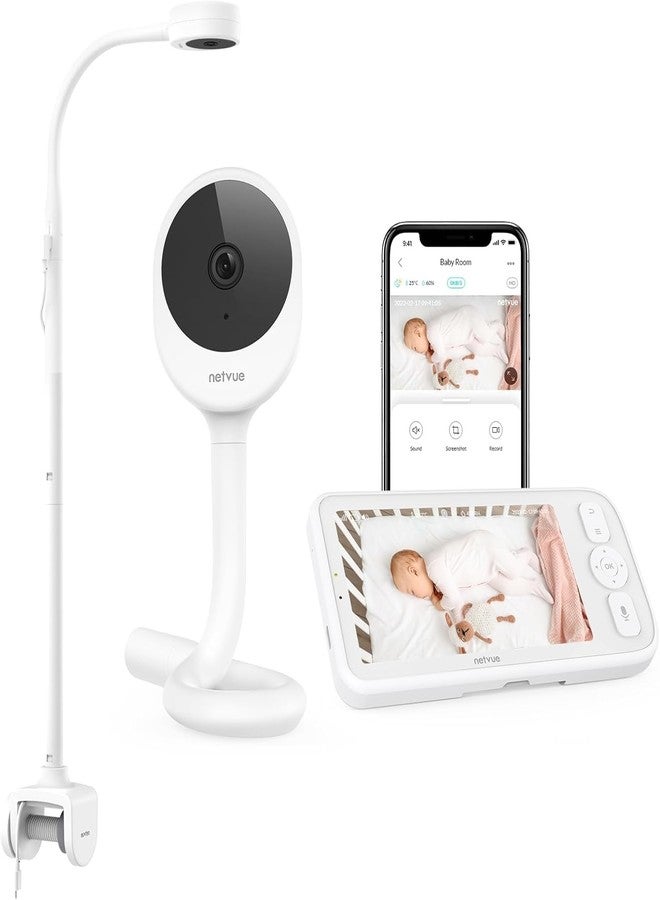 NETVUE Peekababy Smart WiFi Baby Monitor, 1080P FHD Camera and 5" HD IPS Display, Smart App, Two-Way Talk, Sound/Motion Detection and Notifications - Image 1