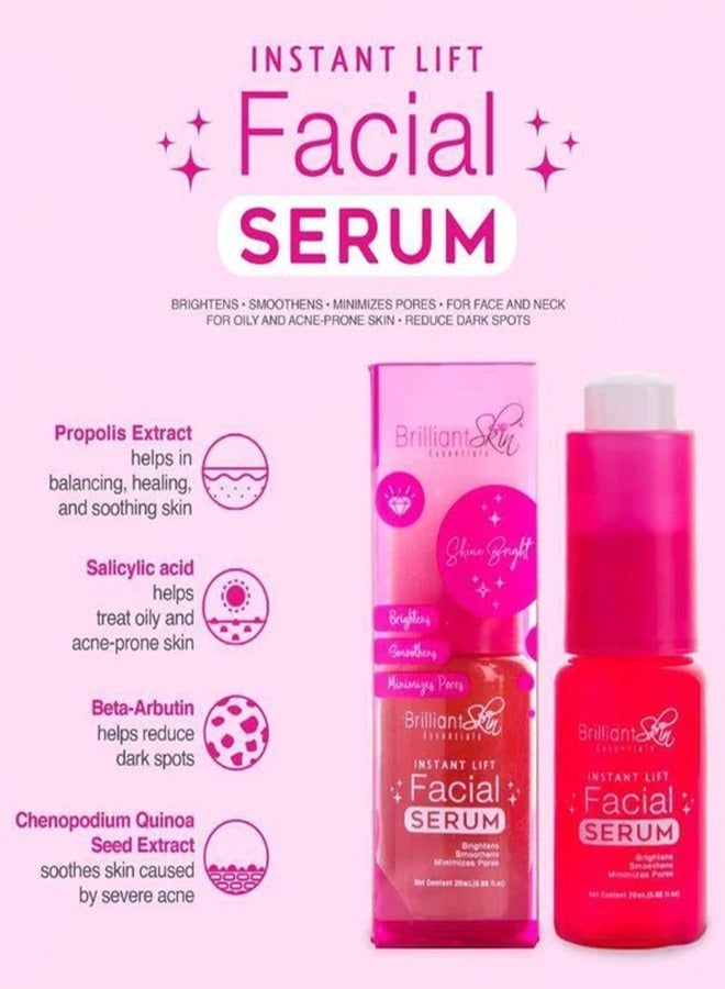 Brilliant Skin مصل الوجه الفوري، يقلل التجاعيد، ويقلل المسام، ويفتح البشرة وينعمها، تركيبة فريدة لتفتيح بقع الشمس وتغير اللون وتنقية الملمس، 20 مل. - Image 3