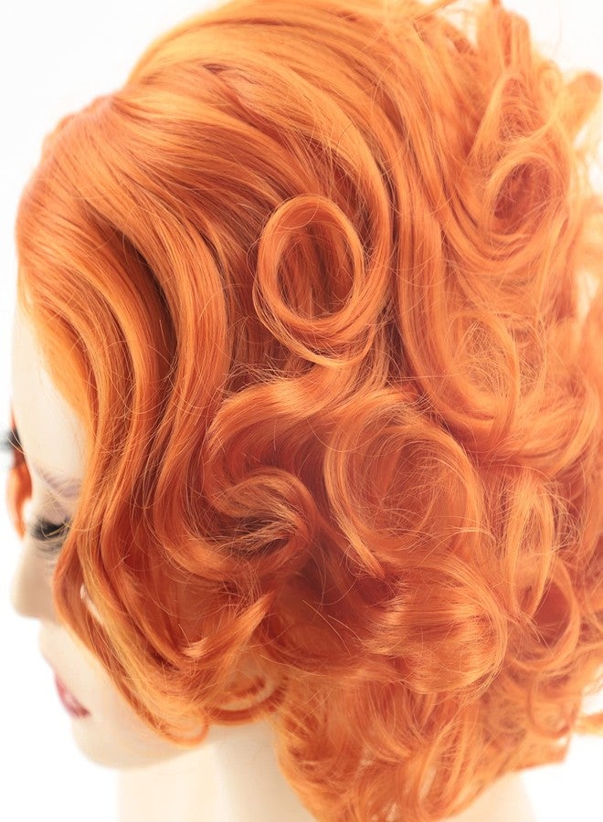 GNIMEGIL Short Orange Wig Layered Wavy Curly Wigs for Women Cosplay Carnival Party Synthetic Hair Halloween Costume Wigs - Image 5