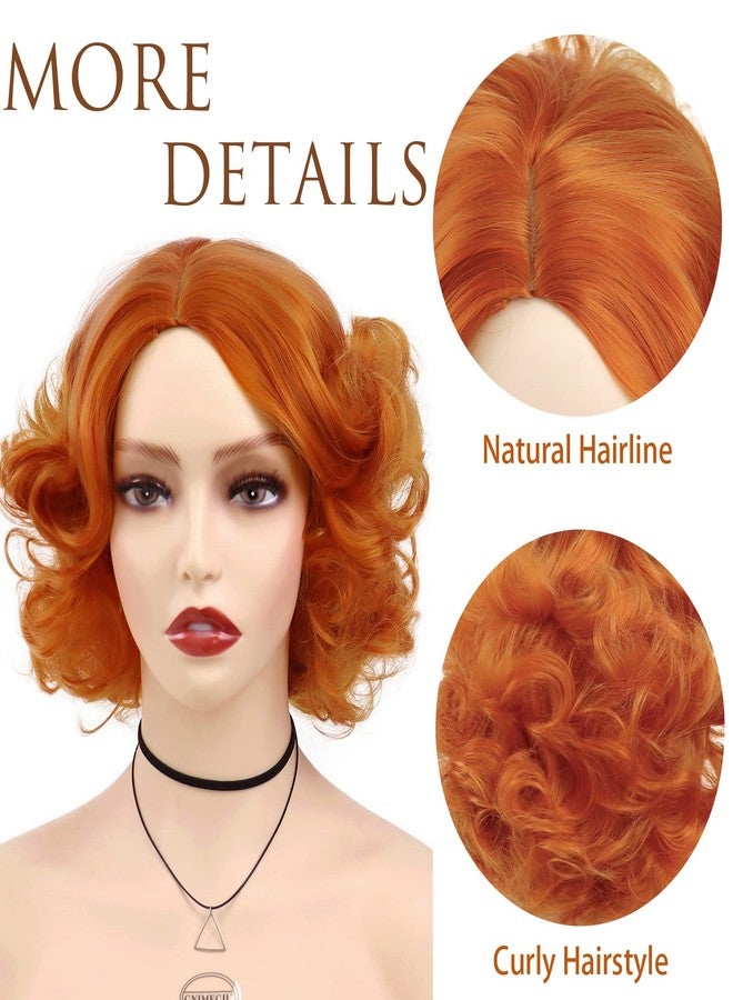 GNIMEGIL Short Orange Wig Layered Wavy Curly Wigs for Women Cosplay Carnival Party Synthetic Hair Halloween Costume Wigs - Image 4
