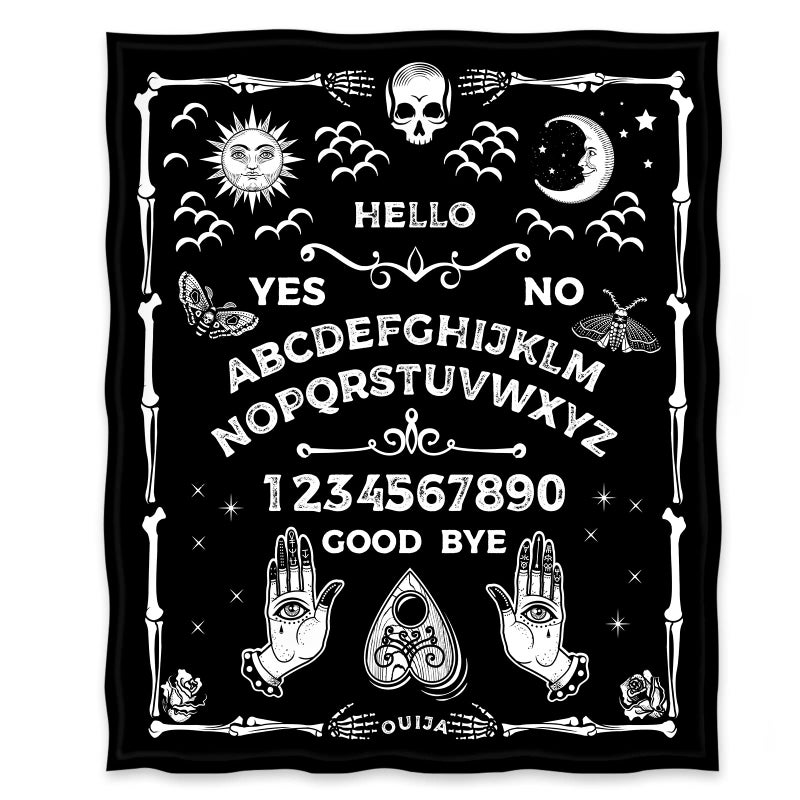 Jekeno Jekeno Ouija Board Blanket Spooky Horror Gifts for Halloween Sun Moon Skeleton Skull Presents for Women Men Kids Girls Home Bedroom Birthday Christmas Thanksgiving Decor Throw Black 60""x80""  - Image 2