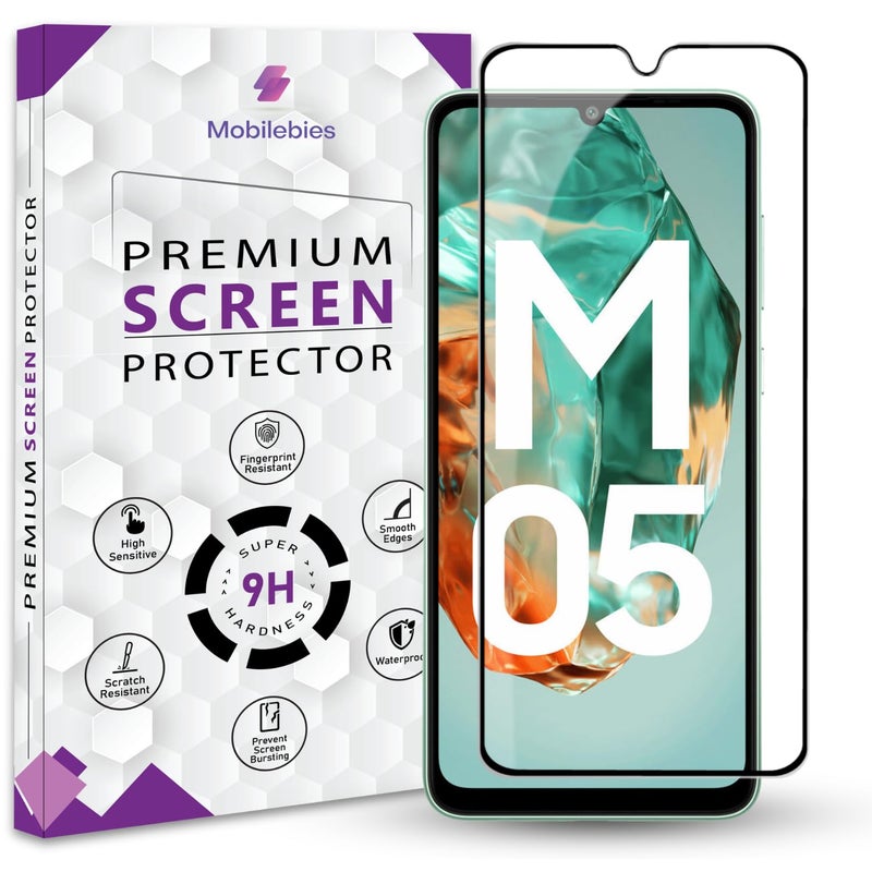 Mobilebies Premium Tempered Glass Screen Protector Guard For Samsung Galaxy M05 5G (6.7 Inch, Pack of 1) | Edge to Edge Coverage With Easy to installation kit - Image 1