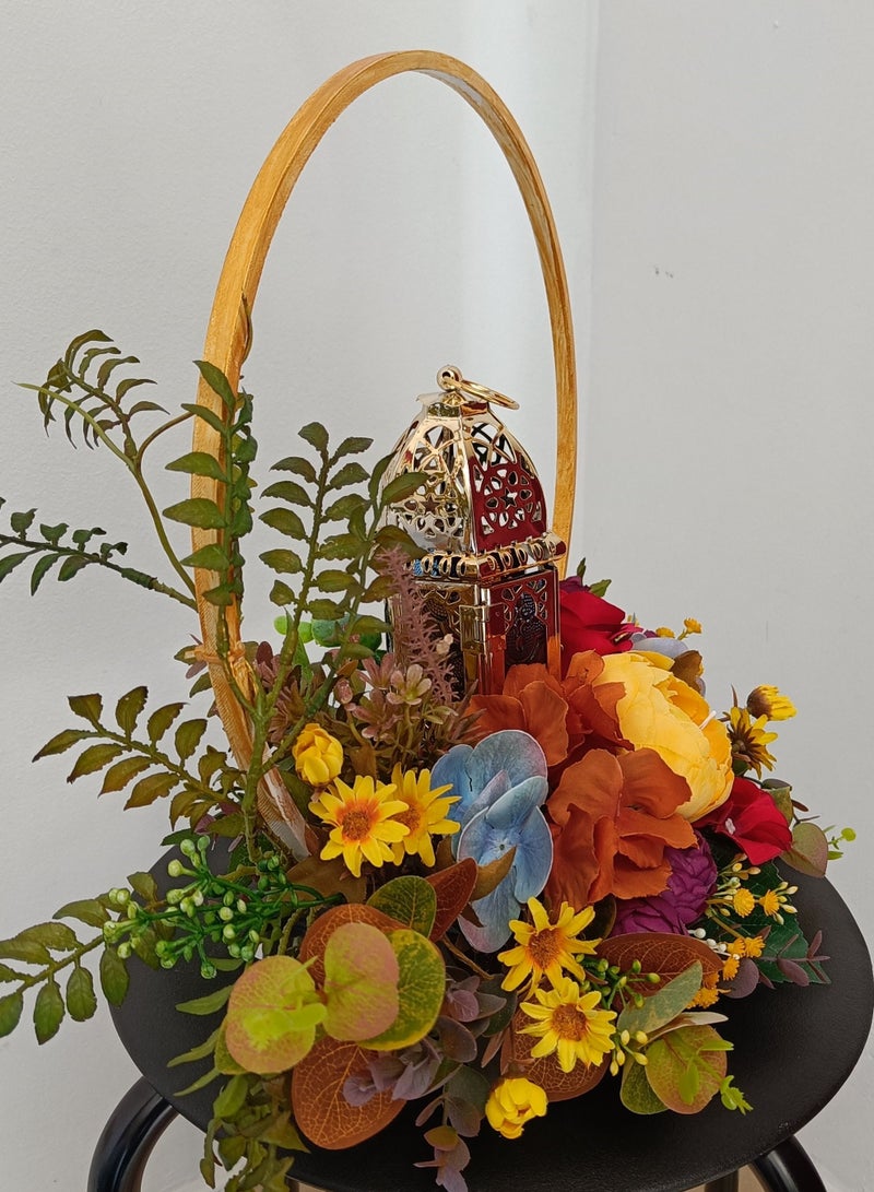 Generic Artificial flower table top decor with lantern and a ring.  - Image 3