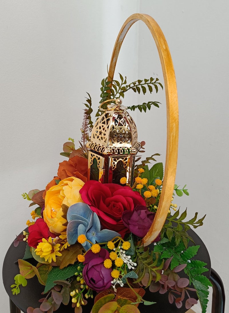 Generic Artificial flower table top decor with lantern and a ring.  - Image 2