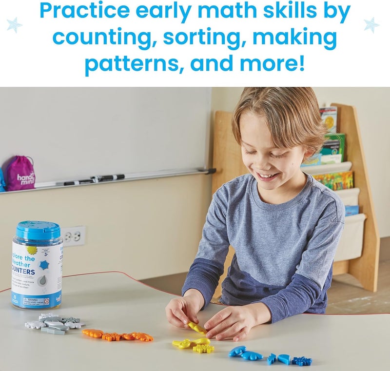 hand2mind Hand2mind Explore The Weather Counters Meteorology for Kids Math Counters Color Sorting Toy Counting Manipulatives Montessori Math Materials Preschool Science Muliticolor - Image 5