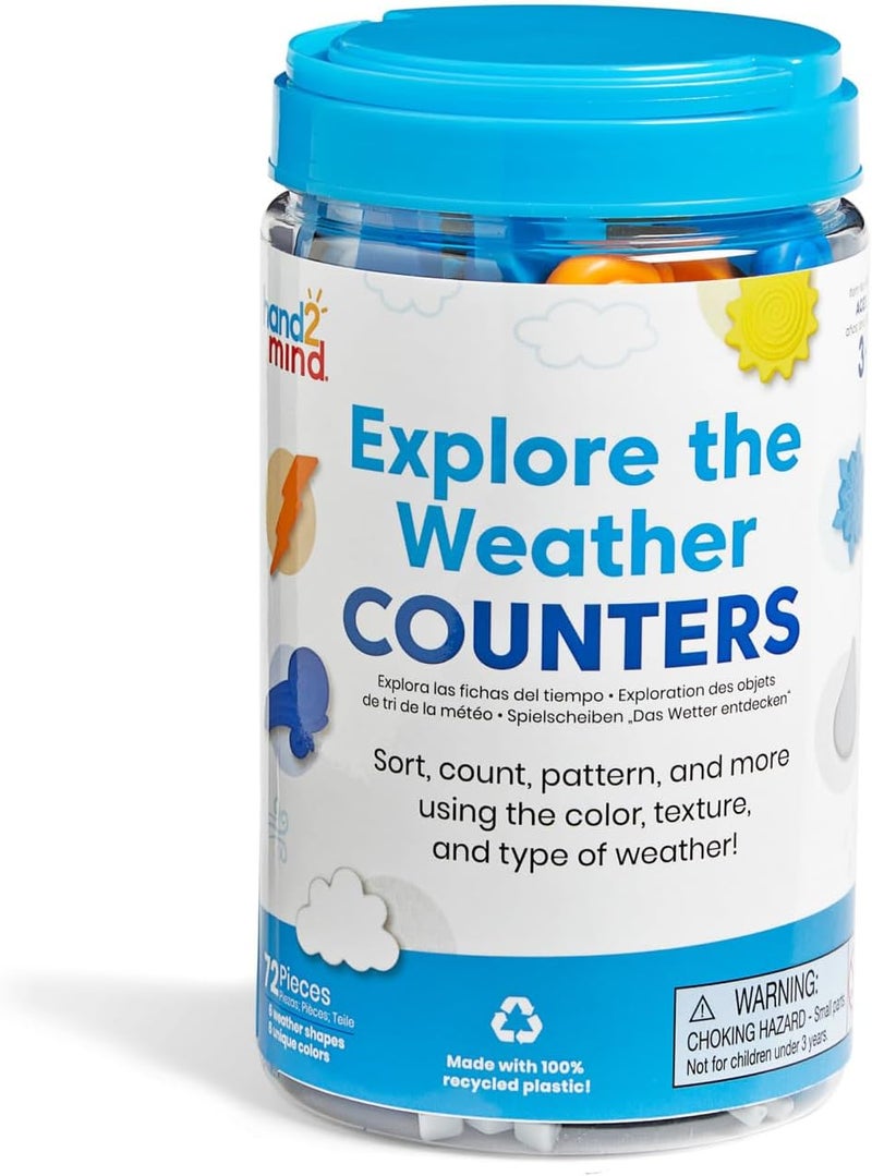hand2mind Hand2mind Explore The Weather Counters Meteorology for Kids Math Counters Color Sorting Toy Counting Manipulatives Montessori Math Materials Preschool Science Muliticolor - Image 4