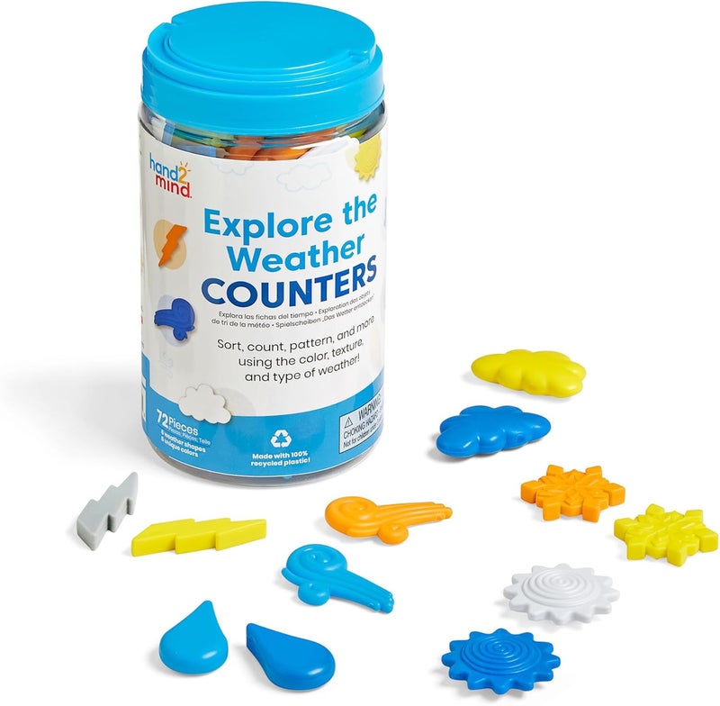 hand2mind Hand2mind Explore The Weather Counters Meteorology for Kids Math Counters Color Sorting Toy Counting Manipulatives Montessori Math Materials Preschool Science Muliticolor - Image 1