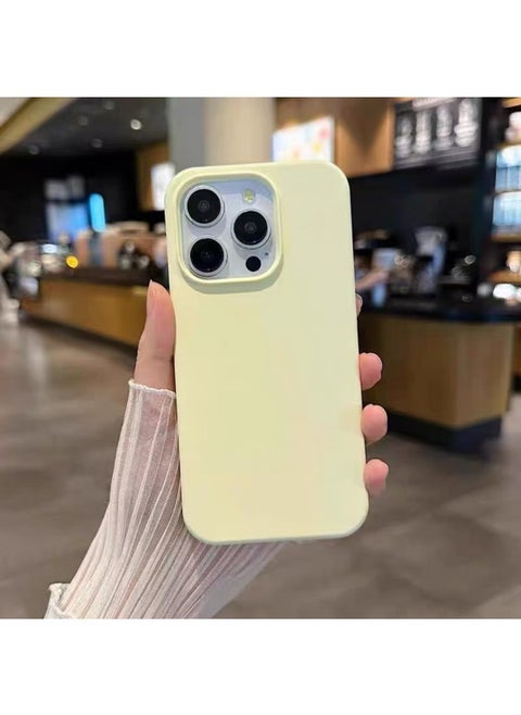 For Apple Mobile Phone Case For Iphone16 Liquid Silicone Protective Case 15 14 Men And Women 12 Advanced Sense Mobile Phone Case-Color:Cream Yellow [with Logo + Packaging Box]-Applicable Models:For Iphone14 Plus