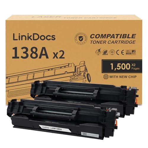 LinkDocs 138A Toner Cartridges Compatible for HP 138A W1380A 138X W1380X Toner Cartridge for HP Laserjet Pro MFP 3101fdn MFP 3101fdw 3001dn 3001dw Printers (Black,2 Pack) - Image 1