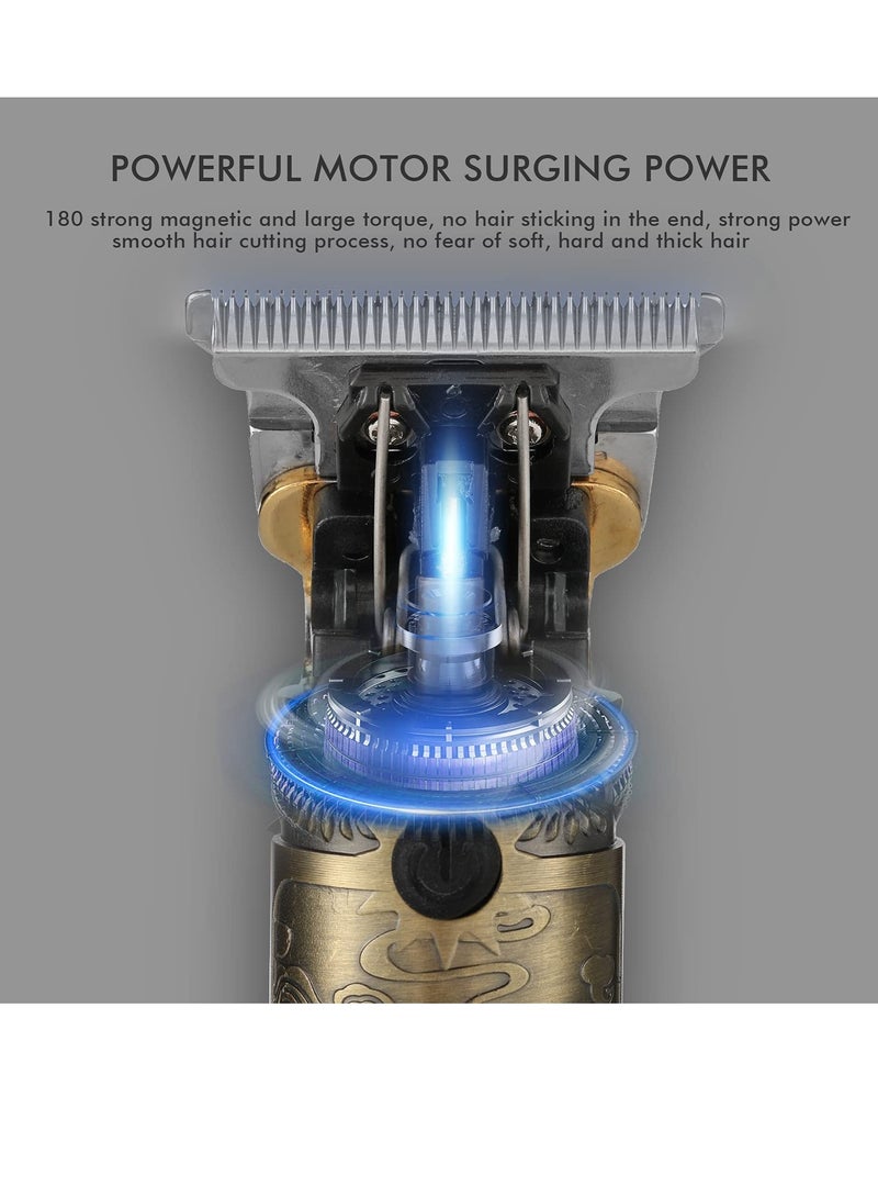 Upgraded Hair Trimmer Beard Clippers for Men Professional USB Electric Hair Clippers for Hair Cutting T Blade Gold Trimmers Pro Li Cordless Outliner Zero Gaped Rechargeable Retro Trimmer LED Display - Image 4