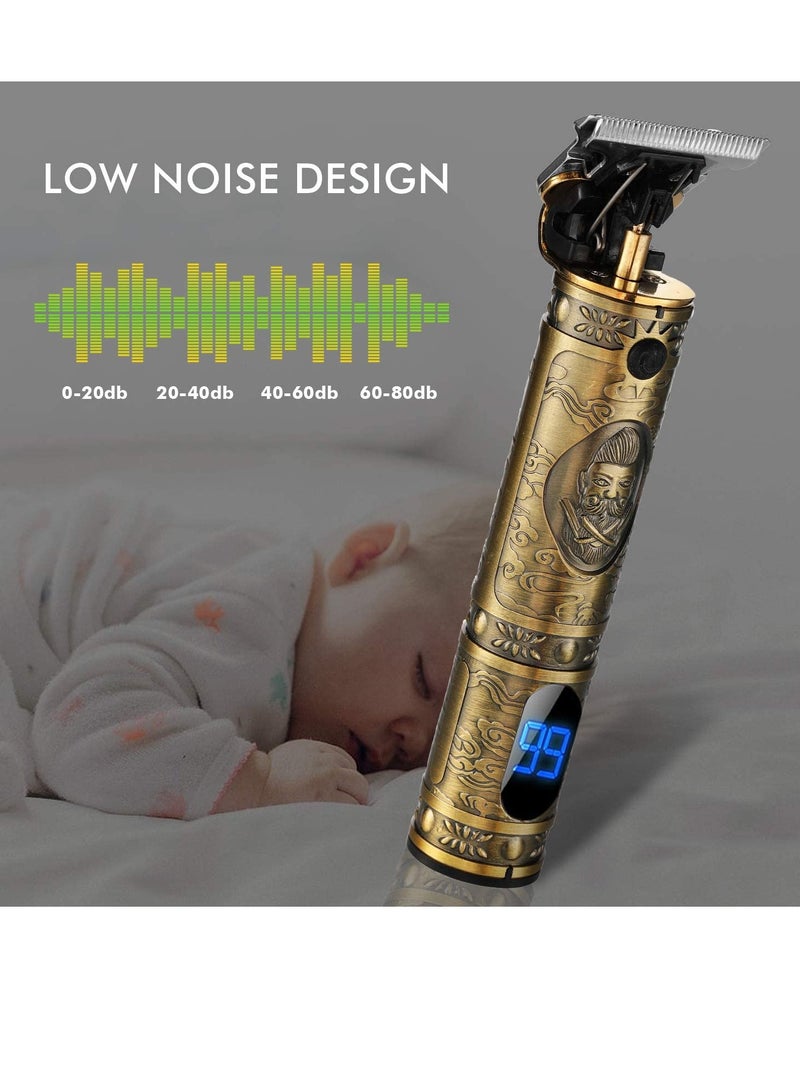 Upgraded Hair Trimmer Beard Clippers for Men Professional USB Electric Hair Clippers for Hair Cutting T Blade Gold Trimmers Pro Li Cordless Outliner Zero Gaped Rechargeable Retro Trimmer LED Display - Image 5