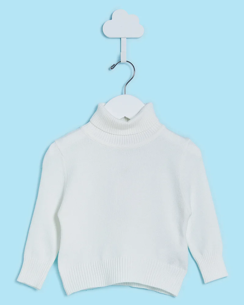 Redtag Infant Boys White High-Neck Sweater