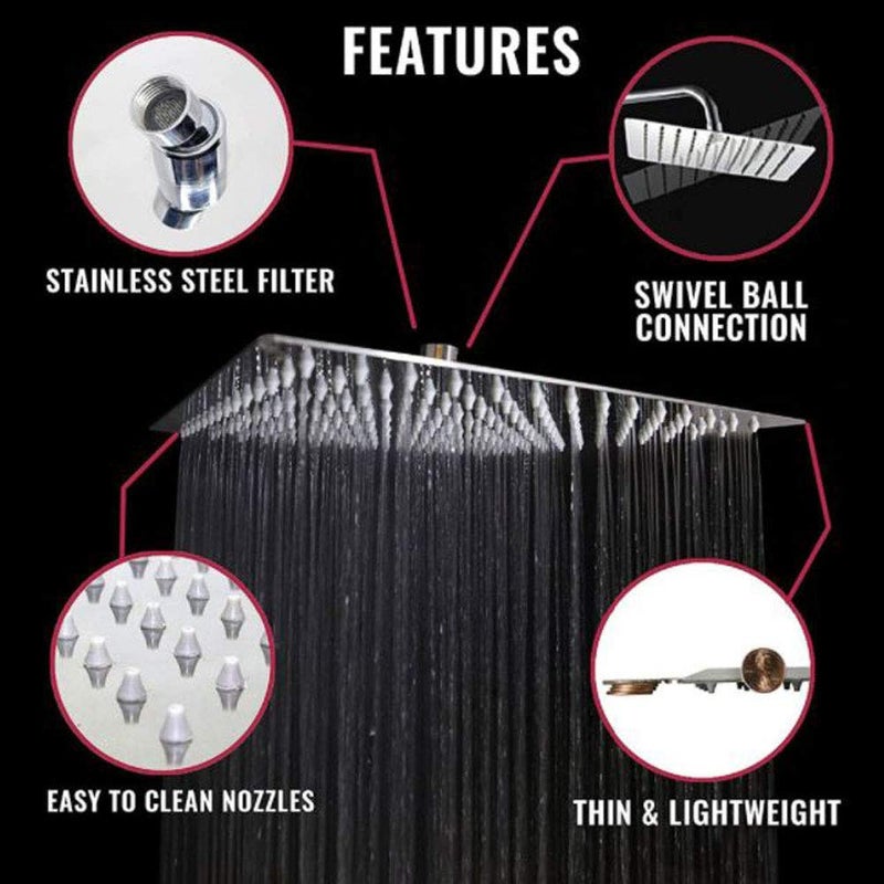 Mawson Slim 4x4 Inch Shower With 18 inch Arm Stainless Steel Overhead Shower Combo Set - Image 3