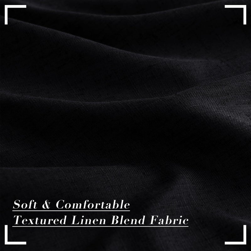 Joywell Primitive Linen Pinch Pleated Curtains 102 Inch Long Back Tab Clip Rings Semi Sheer Light Filtering Drapes with Hooks Privacy for Bedroom Living Room Laundry W50 x L102 Black 2 Panels Set - Image 3