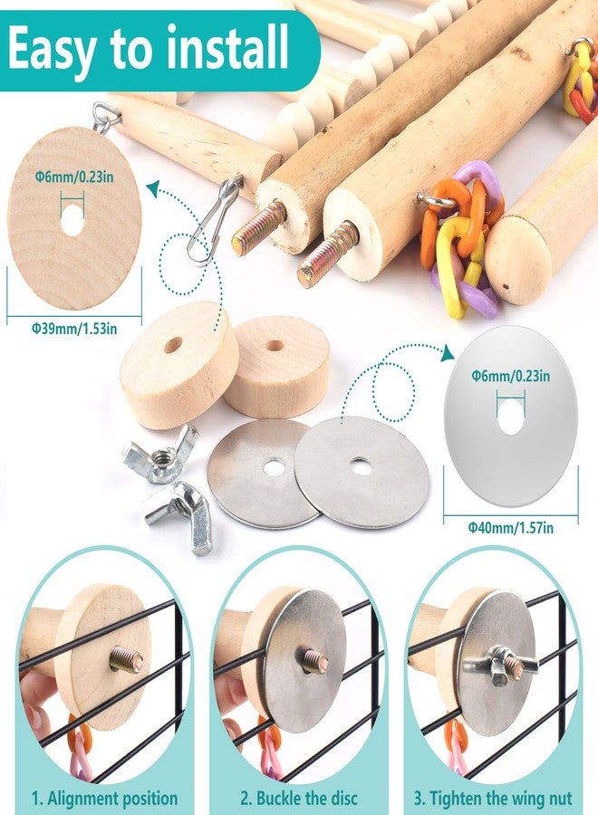 DBNESS Bird Perches Ladder with Swing, Natural Wood Parrot Climbing Bridge Perch Toys, Exercise Play Stand Parakeet Cage Accessories for Budgie Cockatiel Green-Cheeked Conure Caique - Image 4