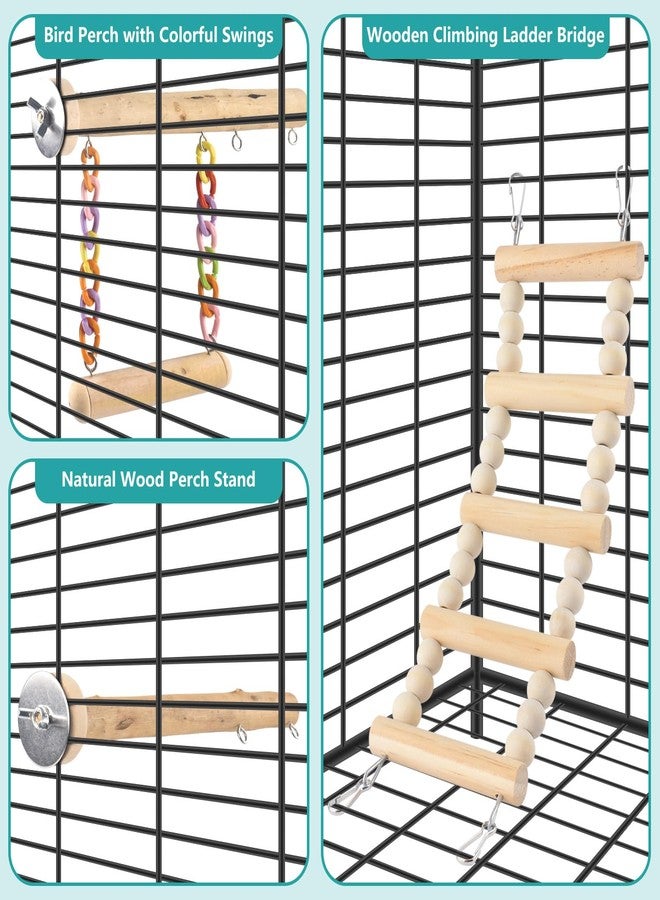 DBNESS Bird Perches Ladder with Swing, Natural Wood Parrot Climbing Bridge Perch Toys, Exercise Play Stand Parakeet Cage Accessories for Budgie Cockatiel Green-Cheeked Conure Caique - Image 5