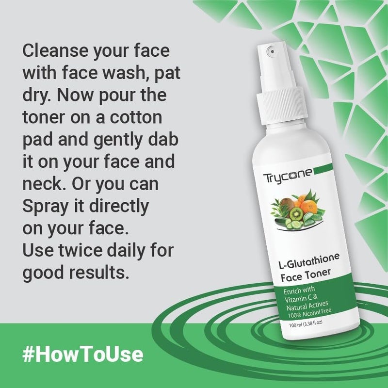 Trycone LGlutathione  Vitamin C Face Care Combo  Face Wash Toner Cream Body Yogurt for Bright Moisturized Glowing Skin  Unisex All Skin Types Pack of 4 - Image 4