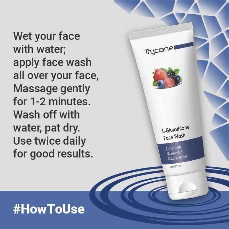 Trycone LGlutathione  Vitamin C Face Care Combo  Face Wash Toner Cream Body Yogurt for Bright Moisturized Glowing Skin  Unisex All Skin Types Pack of 4 - Image 3