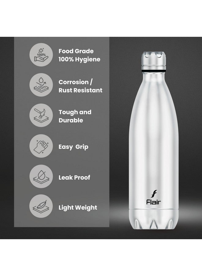 Flair Thermosteel Triumph 750ml Insulated Bottle - Silver & Black, Upto 24 Hours Hot and Cold, Leak Proof, BPA Free, Ideal for Travel, Hiking, Travel Bottle and Everyday Use - Image 4