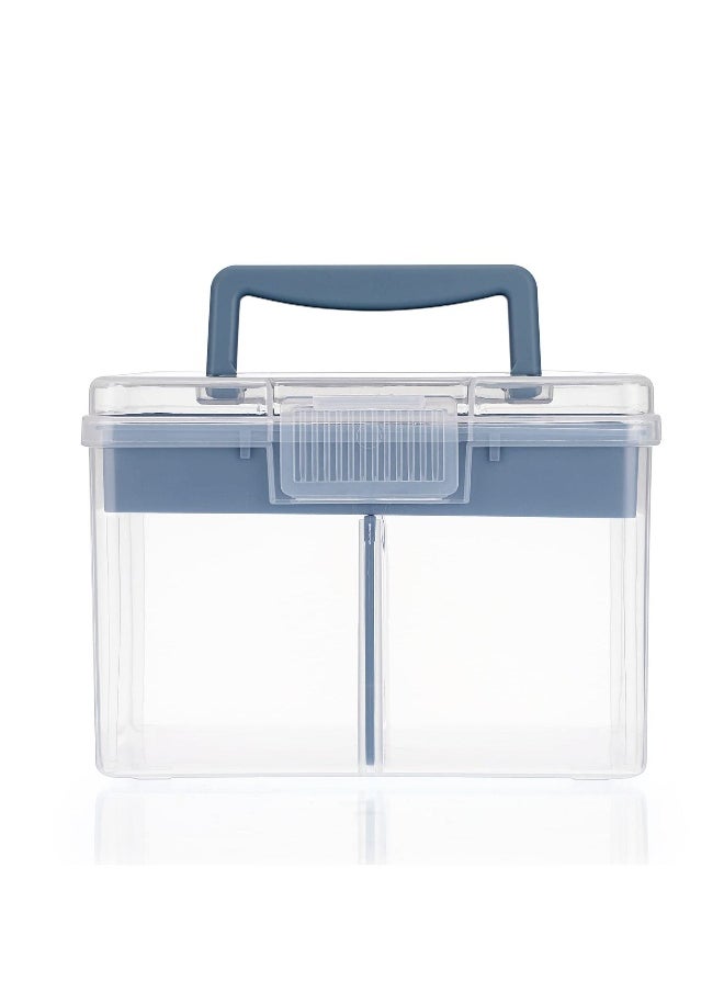 Generic - Clear Craft Stackable Storage Box, Large Box with 6 compartment Mulit Purpose Storage Container, for Storing and Organising Toys, Arts Crafts, Stationery, Sewing, Blue - Image 1