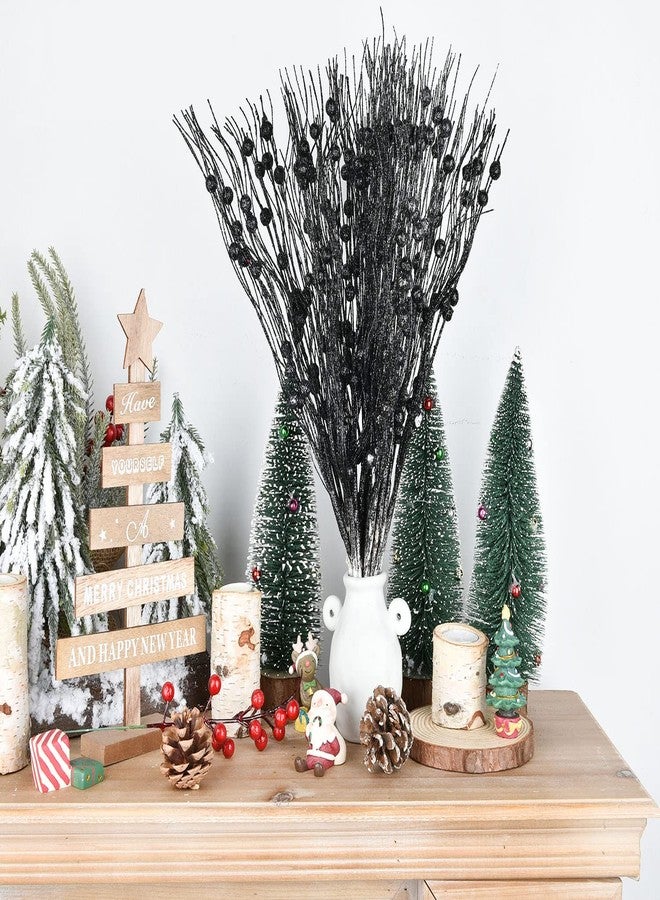 DearHouse 22 Pack Christmas Glitter Berries Stems,16.5 inch Black Christmas Picks for Festival Holiday Crafts and Home Decoration (Black) - Image 4