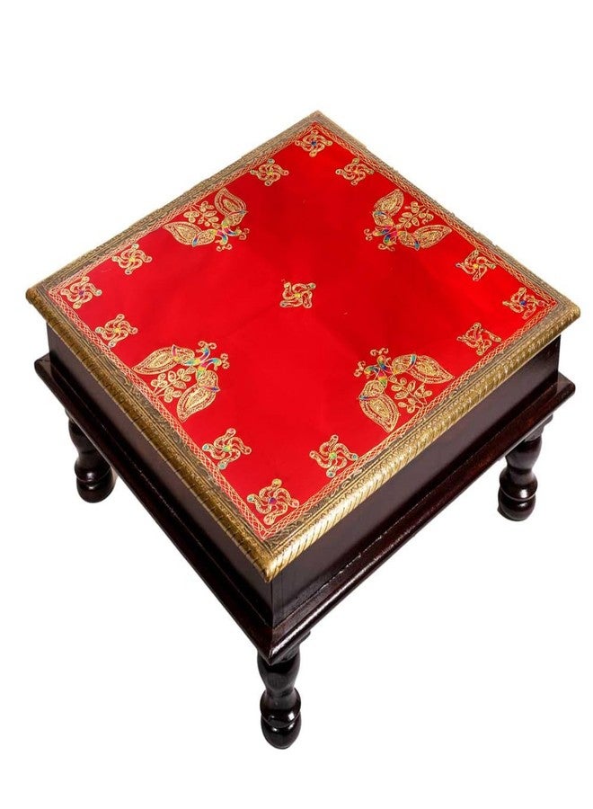 SEER عنصر ديكور غرفة بوجا SEER بتصميم طاووس من قماش مخمل أحمر، 18 × 18 سم، طاولة مذبح مزخرفة بقطعة قماش بوجا، عبوة من 1 - Image 1