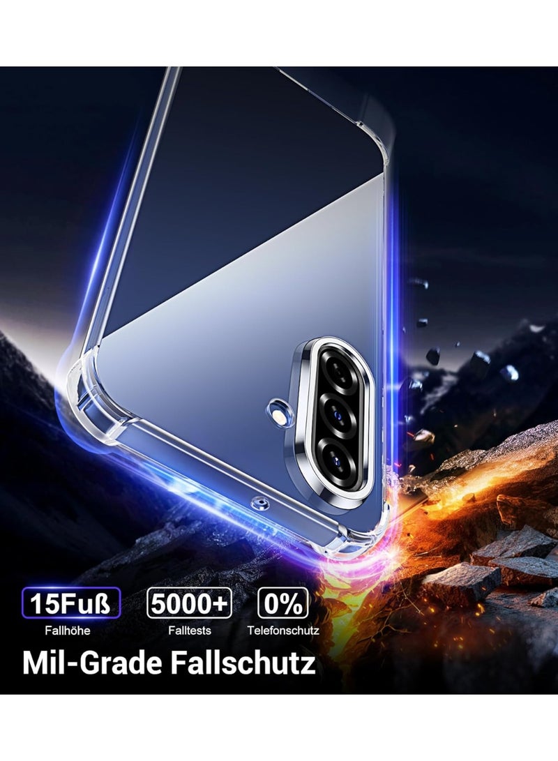 تايجر 5 in 1 Phone Case Compatible with Samsung Galaxy A17 5G – Slim Soft TPU Shockproof Anti-Scratch Silicone Clear Case with 2 HD Screen Protectors and 1 Camera Lens Protector, Full Body Protection, Anti-Yellowing Transparent Cover for Samsung A17 Smartphone - Image 3