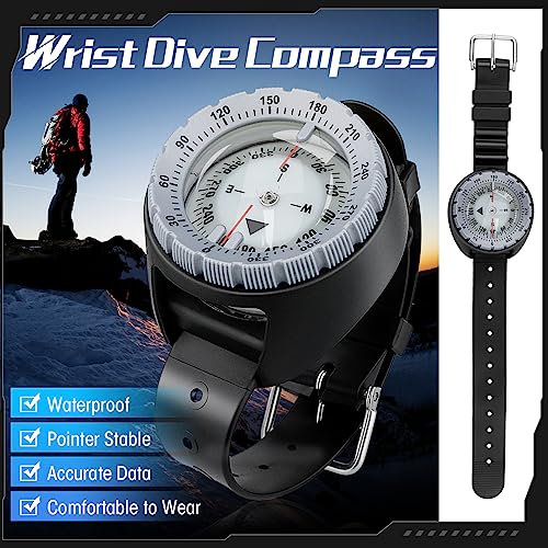 OVOVFANY Scuba Compass, Professional Waterproof 5ATM Dive Wrist Compass with TPU Band for Outdoor Sports Diving, Sailing, Hiking, Survival Emergency (Gray) - Image 2