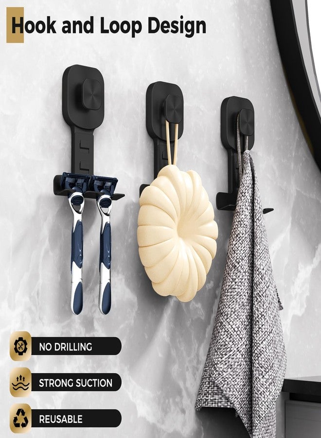 BKV Suction Cup Razor Holder for Shower,Reusable Shaver Holder for Shower,Stainless Steel Bathroom Suction Hooks for Towel,Loofah,Shaver,Damage Free Install & Remove-Black(2 Pack) - Image 2
