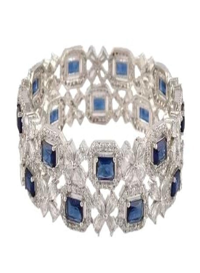 DENICRAAS AMERICAN DIAMOND 4LEAF BLUE BANGLES FOR WOMEN & GIRLS (2.6) - Image 5