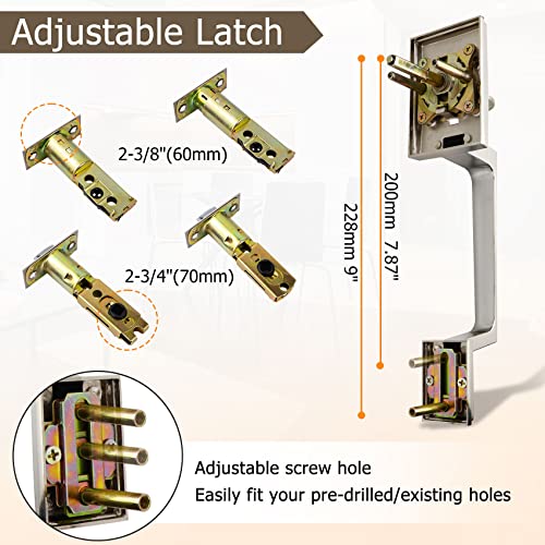 Azdele Front Door Handle and Deadbolt Set, Front Door Lock Set, Exterior Door Lock Set, Front Door Handle with Single Cylinder Deadbolt for Exterior Door,Reversible for Right&Left(Satin Nickel Modern) - Image 2
