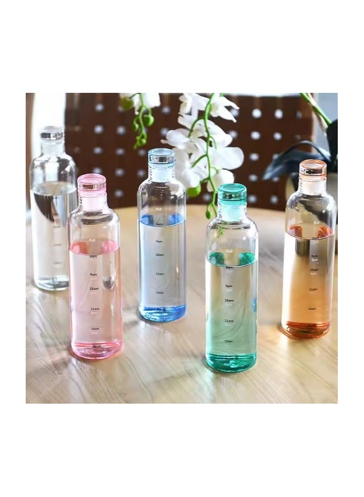 Healthy Plastic Sports Water Bottle with Time Markers, Reusable and Leakproof, Perfect for Men and Women Gym Football Outdoor Activities School Fitness Workout Milk Juice Clear Water Bottle Healthy Multipurpose Gym School - Leakproof Water Bottle - Clear Water Bottle with Time Markers - Water, Juice, Milk Bottle for Kids and School - Image 5