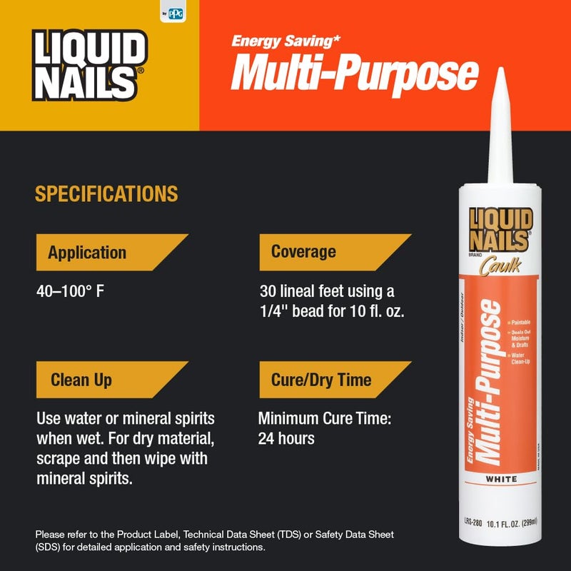 Liquid Nails Energy Saving Multi-Purpose Latex Caulk, 10.1 fl. Oz - Image 4
