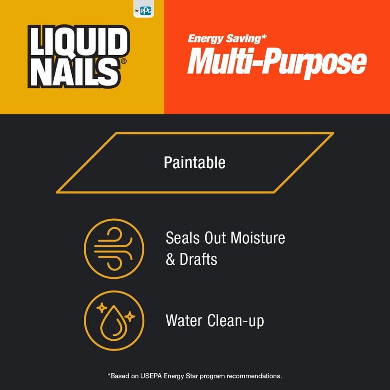 Liquid Nails Energy Saving Multi-Purpose Latex Caulk, 10.1 fl. Oz - Image 2