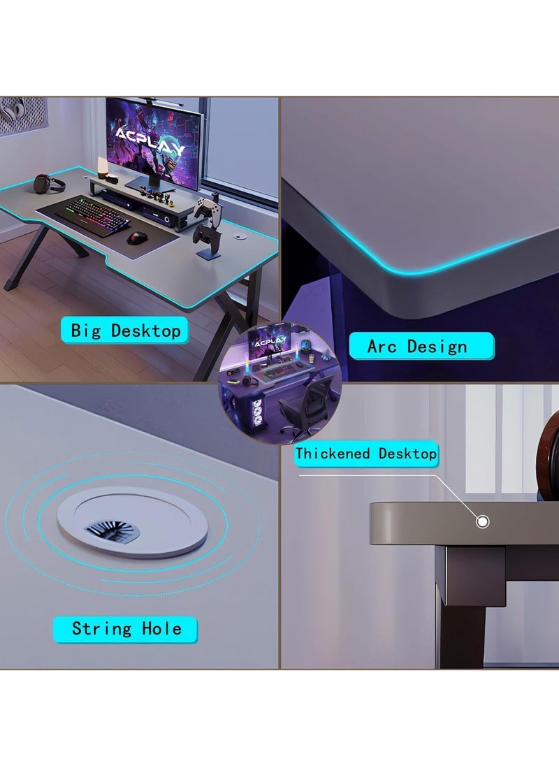 ACPLAY - Gaming Table,Gaming Desk,Ergonomic PC Desktop Computer Desk,Home Office Desk,Versatile Gaming and Study Solution for Modern Homes,Ideal for Students and Gamers, Spacious and Functional (140x60x75cm) - Image 1