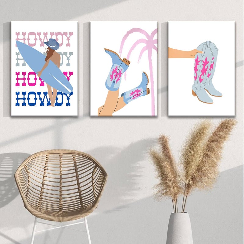 Djmwtb Blue Cowgirl Wall Art Set of 3 (Blue Cowgirl, 16"x24" Poster) - Image 2