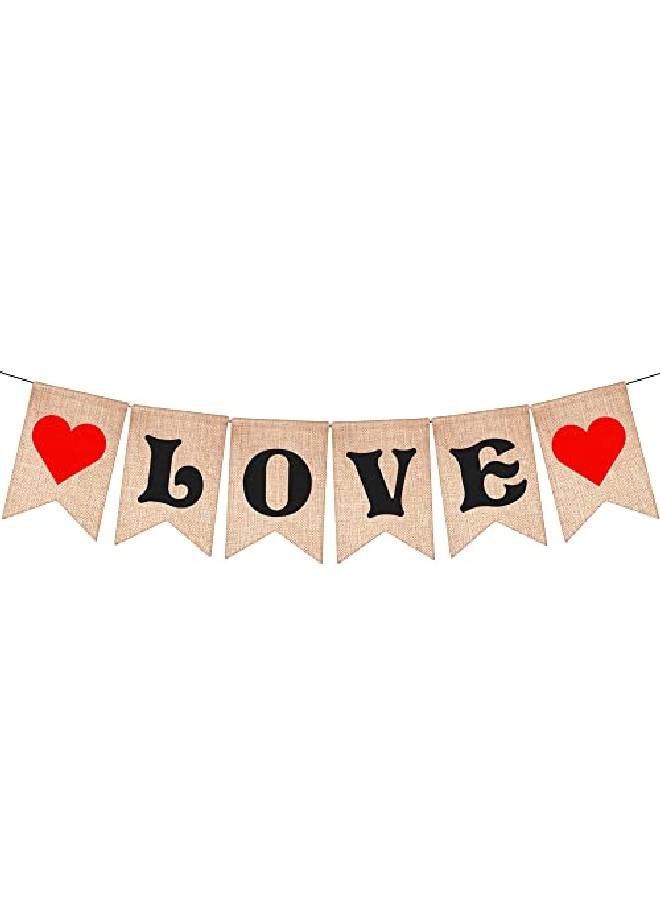 KATCHON Burlap Love Banner Decorations No Diy 7X5 Inch Pennant Size | I Love You Banner Decor | Love Sign For Romantic Decoration Special Night | Love Decorations For Anniversary Birthday Party Decoration  - Image 1