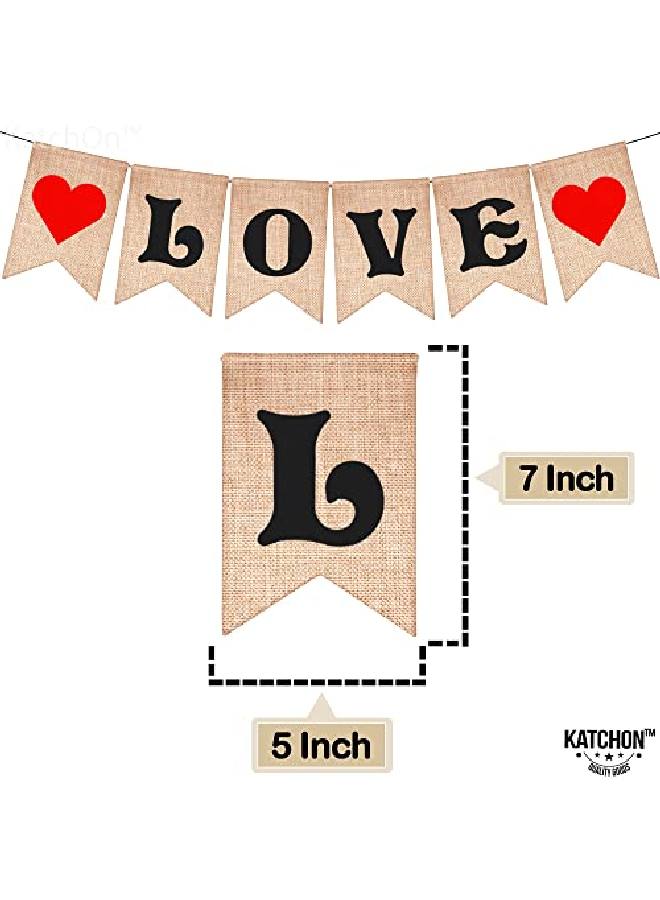 KATCHON Burlap Love Banner Decorations No Diy 7X5 Inch Pennant Size | I Love You Banner Decor | Love Sign For Romantic Decoration Special Night | Love Decorations For Anniversary Birthday Party Decoration  - Image 4