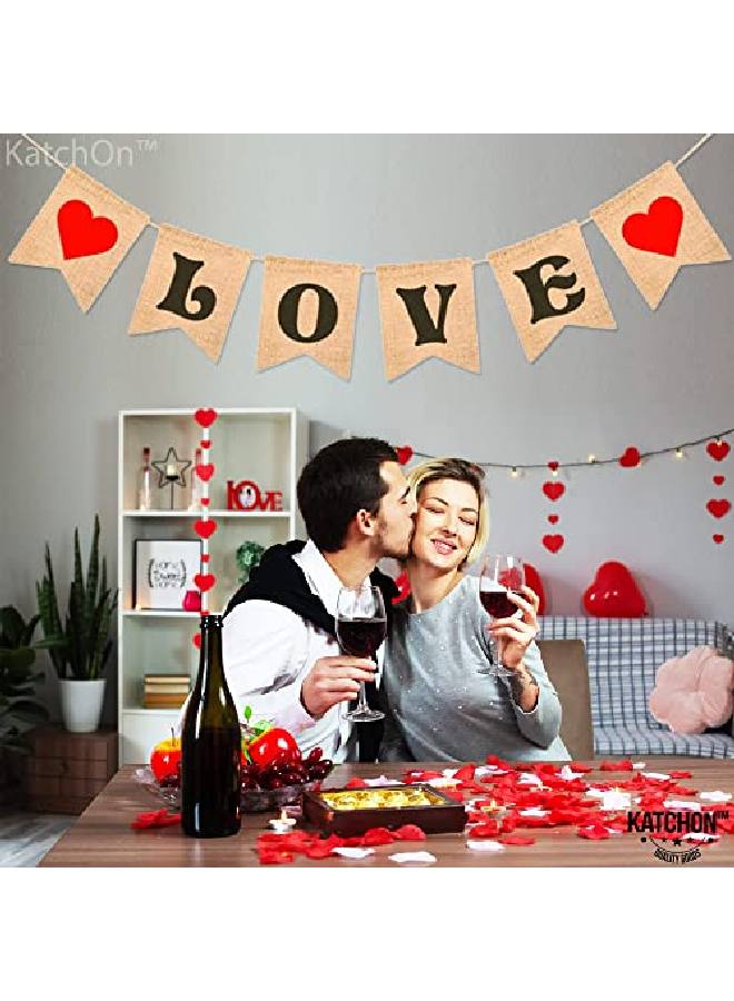 KATCHON Burlap Love Banner Decorations No Diy 7X5 Inch Pennant Size | I Love You Banner Decor | Love Sign For Romantic Decoration Special Night | Love Decorations For Anniversary Birthday Party Decoration  - Image 3