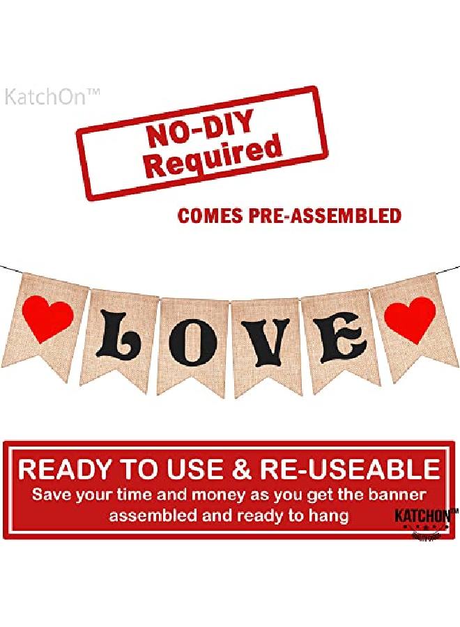 KATCHON Burlap Love Banner Decorations No Diy 7X5 Inch Pennant Size | I Love You Banner Decor | Love Sign For Romantic Decoration Special Night | Love Decorations For Anniversary Birthday Party Decoration  - Image 2