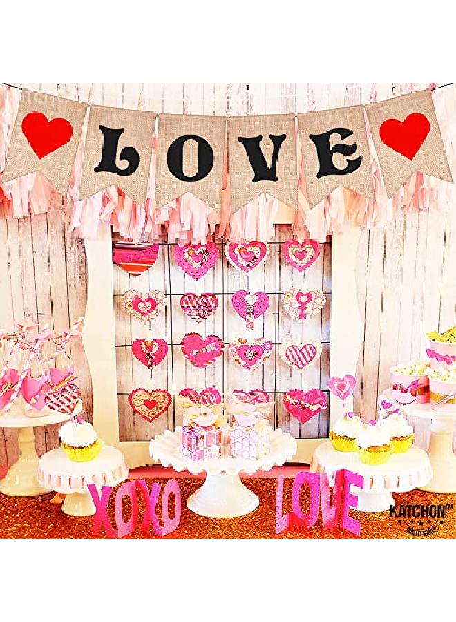 KATCHON Burlap Love Banner Decorations No Diy 7X5 Inch Pennant Size | I Love You Banner Decor | Love Sign For Romantic Decoration Special Night | Love Decorations For Anniversary Birthday Party Decoration  - Image 5
